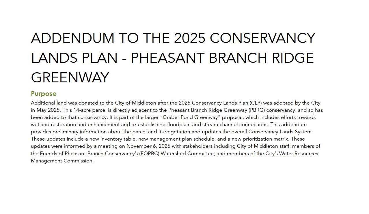 Pheasant Branch Ridge Greenway Addendum cover image