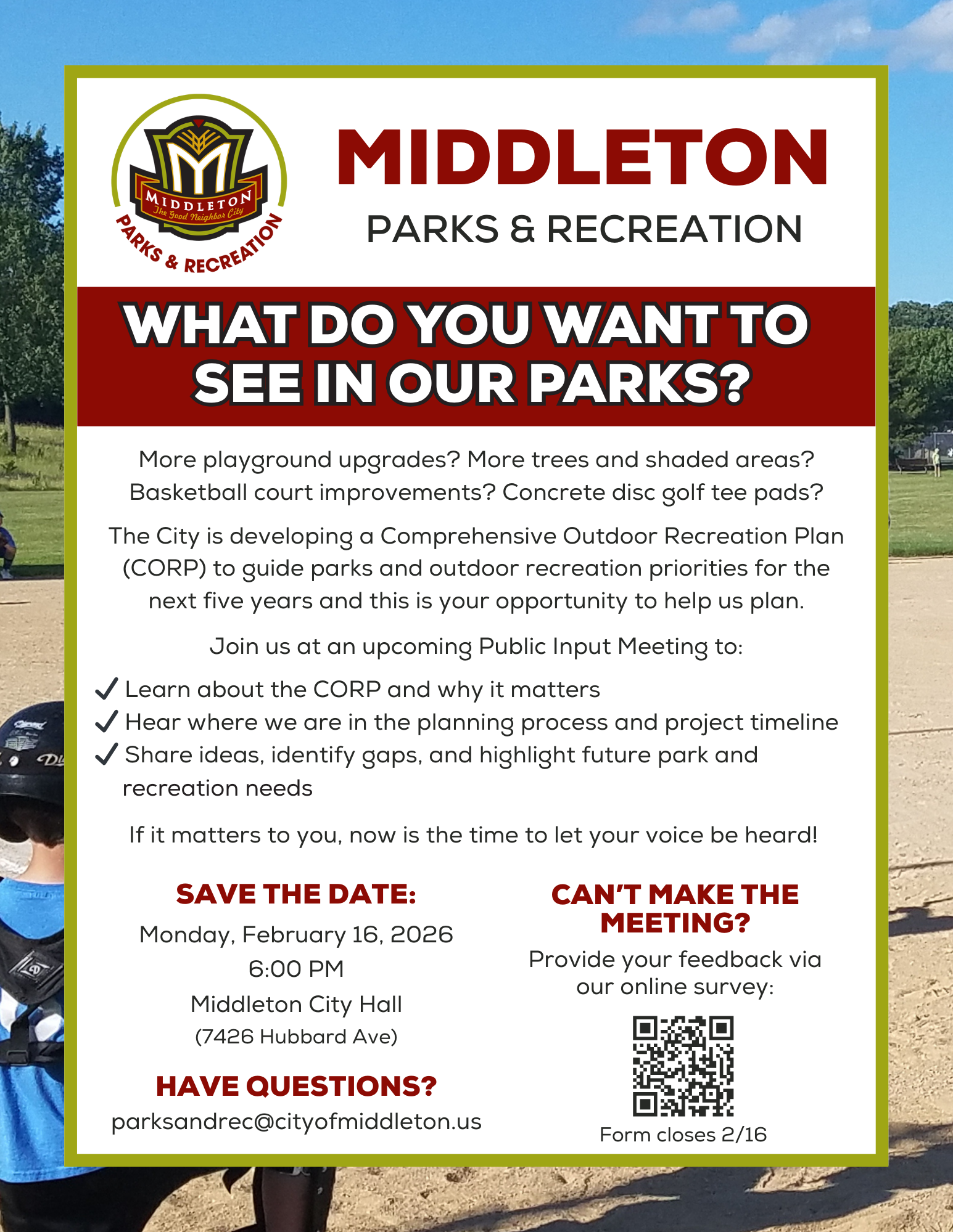 Middleton Parks Public Input Meeting